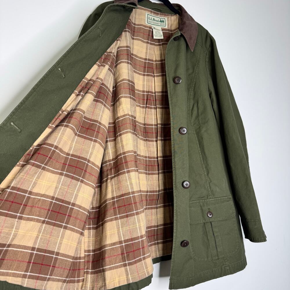 LL Bean Barn Coat Chore Jacket Flannel Lined Green Womens 2X - Picture 6 of 8